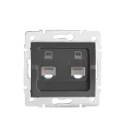 Gniazdo komputerowe podwójne niezależne 2x RJ45Cat 5e Jack LOGI 02-1410-041 gr kolor grafitowy