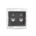 Gniazdo komputerowe podwójne niezależne 2x RJ45Cat 6 Jack LOGI 02-1420-041 gr kolor grafitowy