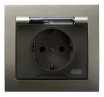 Gniazdo bryzgoszczelne z uziemieniem schuko IP-44 wieczko przezroczyste; KIER; SATYNA LIGHT; GPH-1WS/45/d