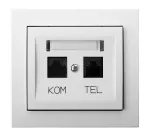 Gniazdo komputerowo-telefoniczne RJ 45 kat. 5e, (8-stykowe) + RJ 11 (6-stykowe); KIER; BIAŁY; GPKT-W/K/00