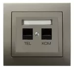 Gniazdo komputerowo-telefoniczne RJ 45 kat. 5e, (8-stykowe) + RJ 11 (6-stykowe); KIER; SATYNA LIGHT; GPKT-W/K/45