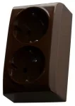 Gniazdo podwójne z uziemieniem schuko; BIS; BRĄZOWY; GN-2BS/24