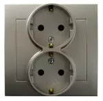 Gniazdo podwójne z uziemieniem schuko; KIER; SATYNA LIGHT; GP-2WS/45