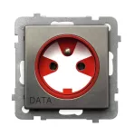 Gniazdo pojedyncze z uziemieniem DATA z kluczem uprawniającym; SONATA STAL INOX; STAL INOX; GP-1RMZK/m/37