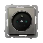 Gniazdo pojedyncze z uziemieniem z przesłonami torów prądowych; SONATA STAL INOX; STAL INOX; GP-1RMZP/m/37