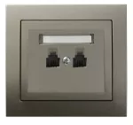 Gniazdo telefoniczne podwójne równoległe; KIER; SATYNA LIGHT; GPT-2WR/45
