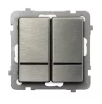 Łącznik dwugrupowy świecznikowy z podświetleniem niebieskim; SONATA STAL INOX; STAL INOX; ŁP-2RMS/m/37