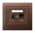 Gniazdo komputerowo-telefoniczne RJ 45 kat. 5e, (8-stykowe) + RJ 11 (6-stykowe); KIER; BRĄZOWY METALIK; GPKT-W/K/52