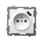 Gniazdo pojedyncze z uziemieniem z przesłonami torów prądowych, z ładowarką USB; AS; BIAŁY; GP-1GZPUSB/m/00