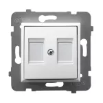 Obudowa gniazda podwójnego z przesłoną typu Keystone prosta; ARIA; BIAŁY; GPK-2UP/p/00