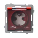 Gniazdo bryzgoszczelne z uziemieniem DATA z kluczem uprawniającym IP-44 wieczko przezroczyste; AS; CZERWONY; GPH-1GZK/m/00/d