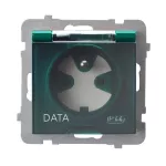 Gniazdo bryzgoszczelne z uziemieniem DATA z kluczem uprawniającym IP-44 wieczko przezroczyste; AS; ZIELONY; GPH-1GZK/m/12/d
