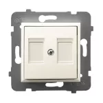 Obudowa gniazda podwójnego z przesłoną typu Keystone prosta; ARIA; ECRU; GPK-2UP/p/27