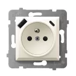 Gniazdo pojedyncze z uziemieniem z przesłonami torów prądowych, z ładowarką USB A+C; ARIA; ECRU; GP-1UZPUSBAC/m/27