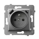 Gniazdo pojedyncze z uziemieniem z przesłonami torów prądowych, z ładowarką USB A+C; ARIA; SZARY MAT; GP-1UZPUSBAC/m/70