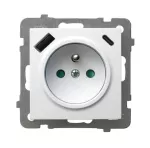 Gniazdo pojedyncze z uziemieniem z przesłonami torów prądowych, z ładowarką USB A+C; AS; BIAŁY; GP-1GZPUSBAC/m/00