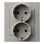 Gniazdo podwójne z uziemieniem schuko kompletne z ramką; SONATA; KASZMIR; GP-2RS/82