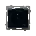 Gniazdo bryzgoszczelne z uziemieniem IP-44 wieczko przezroczyste; SONATA; SZARY GRAFIT; GPH-1RZ/m/73/d
