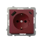 Gniazdo pojedyncze z uziemieniem schuko z przesłonami torów prądowych, z ładowarką USB A+C; SONATA; BURGUND; GP-1RSPUSBAC/m/58
