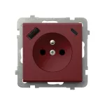 Gniazdo pojedyncze z uziemieniem z przesłonami torów prądowych, z ładowarką USB A+C; SONATA; BURGUND; GP-1RZPUSBAC/m/58