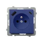 Gniazdo pojedyncze z uziemieniem z przesłonami torów prądowych, z ładowarką USB A+C; SONATA; KOBALT; GP-1RZPUSBAC/m/86