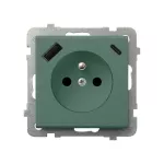 Gniazdo pojedyncze z uziemieniem z przesłonami torów prądowych, z ładowarką USB A+C; SONATA; MALACHIT; GP-1RZPUSBAC/m/87