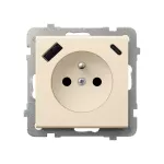 Gniazdo pojedyncze z uziemieniem z przesłonami torów prądowych, z ładowarką USB A+C; SONATA; WANILIA; GP-1RZPUSBAC/m/89