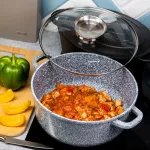 KLAUSBERG GARNEK Z POKRYWKĄ MARMUREK 20cm 2,3L STAL SZARY