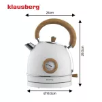 KLAUSBERG CZAJNIK ELEKTRYCZNY Z TERMOMETREM 1,8L BIAŁY Z DREWNEM STAL NIERDZEWNA 1850-2200W
