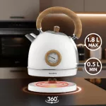 KLAUSBERG CZAJNIK ELEKTRYCZNY Z TERMOMETREM 1,8L BIAŁY Z DREWNEM STAL NIERDZEWNA 1850-2200W