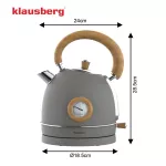 KLAUSBERG CZAJNIK ELEKTRYCZNY Z TERMOMETREM 1,8L SZARY Z DREWNEM STAL NIERDZEWNA 1850-2200W