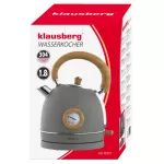 KLAUSBERG CZAJNIK ELEKTRYCZNY Z TERMOMETREM 1,8L SZARY Z DREWNEM STAL NIERDZEWNA 1850-2200W