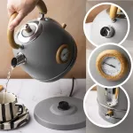 KLAUSBERG CZAJNIK ELEKTRYCZNY Z TERMOMETREM 1,8L SZARY Z DREWNEM STAL NIERDZEWNA 1850-2200W