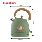 KLAUSBERG CZAJNIK ELEKTRYCZNY Z TERMOMETREM 1,8L ZIELONY Z DREWNEM STAL NIERDZEWNA 1850-2200W