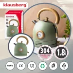 KLAUSBERG CZAJNIK ELEKTRYCZNY Z TERMOMETREM 1,8L ZIELONY Z DREWNEM STAL NIERDZEWNA 1850-2200W