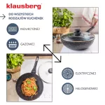 KLAUSBERG PATELNIA WOK 28cm MARMUROWA CZARNA Z POKRYWKĄ