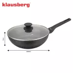 KLAUSBERG PATELNIA WOK 28cm MARMUROWA CZARNA Z POKRYWKĄ