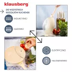 KLAUSBERG PATELNIA WOK 28cm MARMUROWA KREMOWA Z POKRYWKĄ