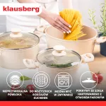 KLAUSBERG ZESTAW GARNKÓW  6 ELEMENTÓW Z MARMURKOWĄ POWŁOKĄ NIEPRZYWIERALNĄ  BEŻOWE