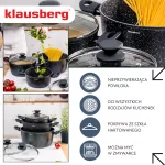 KLAUSBERG ZESTAW GARNKÓW  6 ELEMENTÓW Z MARMURKOWĄ POWŁOKĄ NIEPRZYWIERALNĄ  CZARNE