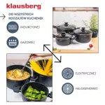 KLAUSBERG ZESTAW GARNKÓW  6 ELEMENTÓW Z MARMURKOWĄ POWŁOKĄ NIEPRZYWIERALNĄ  CZARNE
