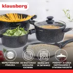 KLAUSBERG ZESTAW GARNKÓW  7 ELEMENTÓW Z MARMURKOWĄ POWŁOKĄ NIEPRZYWIERALNĄ  CZARNE