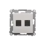 Simon 54 WMDK-0620xx-011 Gniazdo komputerowe podwójne RJ45 kategoria 6, z przesłoną przeciwkurzową (moduł); biały