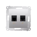 Simon 54 WMDK-0600xx-043 Gniazdo komputerowe RJ45 kategoria 5e + telefoniczne RJ12 (moduł); srebrny mat