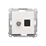 Simon 55 WMDA-12xxxx-111 Gniazdo antenowe typu „F” + RJ45 kat.6 (moduł); Biały mat