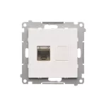 Simon 55 WMDA-P93xx5-111 Gniazdo komputerowe pojedyncze RJ45 kategoria 6, ekranowane z przesłoną przeciwkurzową (moduł); Biały mat