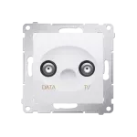 Simon 54 WMDA-07xxxx-011 Gniazdo TV-DATA. Dwa porty wyjściowe typu "F" (moduł). Częstotliwość dla wejścia 5-1000 MHz; biały