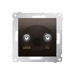 Simon 54 WMDA-07xxxx-046 Gniazdo TV-DATA. Dwa porty wyjściowe typu "F" (moduł). Częstotliwość dla wejścia 5-1000 MHz; brąz mat