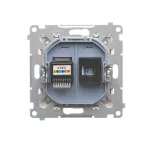 Simon 55 WMDK-16105N-144 Gniazdo komputerowe RJ45 kategoria 5e + telefoniczne RJ12 (moduł); Szampański mat