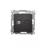 Simon 54 WMDA-0510xx-049 Gniazdo antenowe typu "F" + RJ45 kat.6 (moduł); czarny